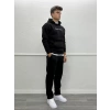 Erkek Owesize İçi Şardonlu Önü Baskılı Sweatshirt - Siyah