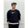 Nike Baskılı Ribanalı İç Kısmı Şardonlu Oversize Sweatshirt - Siyah