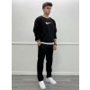 Nike Baskılı Ribanalı İç Kısmı Şardonlu Oversize Sweatshirt - Siyah