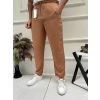 Erkek Beli Lastikli Keten Joger Pantolon - Bej