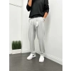 Erkek Beli Lastikli Likralı Kumaş Bagy Pantolon-Gri