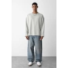 Erkek Bisiklet Yaka Owersıze Sweatshirt- Gri