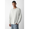 Erkek Bisiklet Yaka Owersıze Sweatshirt- Gri
