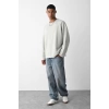 Erkek Bisiklet Yaka Owersıze Sweatshirt- Gri