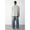 Erkek Bisiklet Yaka Owersıze Sweatshirt- Gri