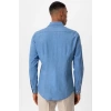 Erkek Dar Kesim Kot Gömlek - Açık Mavi