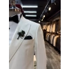 Erkek Dar Kesim Slimfit Kruvaze Damatlık Takım Elbise-Beyaz-Beyaz