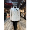 Erkek Dar Kesim Slimfit Kruvaze Damatlık Takım Elbise-Beyaz-Beyaz