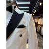 Erkek Dar Kesim Slimfit Kruvaze Damatlık Takım Elbise-Beyaz-Siyah