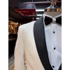 Erkek Dar Kesim Slimfit Şal Yaka Damatlık Takım Elbise-Beyaz