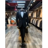 Erkek Dar Kesim Slimfit Şal Yaka Damatlık Takım Elbise-Siyah