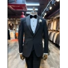 Erkek Dar Kesim Slimfit Şal Yaka Damatlık Takım Elbise-Siyah
