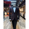 Erkek Dar Kesim Slimfit Yelekli Yakası Çıkabilen Damatlık Takım Elbise-Bordo