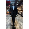 Erkek Dar Kesim Slimfit Yelekli Yakası Çıkabilen Damatlık Takım Elbise-Siyah