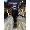 Erkek Dar Kesim Slimft Kruvaze Yaka Damatlık Takım Elbise-Siyah