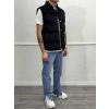 Erkek Hakim Yaka Fermuarsız Kadife Şişme Yelek-Siyah