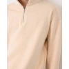 Erkek İçi Şardonlu Yakası Fermuarlı Oversize Sweatshrt -Krem