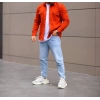 Erkek Normal Kalıp Çift Cepli Gabardin Kumaş Gömlek - Turuncu