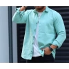 Erkek Normal Kalıp Gabardin Kumaş Gömlek - Su Yeşili