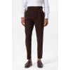 Erkek Örme Kumaş Yüksek Bel Pileli Tokalı Pantolon- Kahverengi
