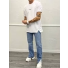Erkek Owerize Bisiklet Yaka Be Yourself Baskılı Basıc Tişört-Beyaz