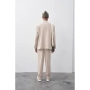 Erkek Owersıze Kruvaze Takım Elbise-Krem