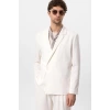 Erkek Owersıze Likralı Takım Elbise-Beyaz