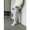 Erkek Rahat Kalıp Taşlamalı Kar Yıkamalı Baggy Kot Pantolon - A Mavi