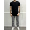Erkek Slimfit Bisiklet Yaka Basıc Tişört - Siyah