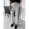 Erkek Yüksek Bel Rahat Kesim Pileli Pantolon-Gri