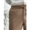 ErkekBel Lastilki Keten Pantolon - Kahverengi