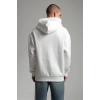 Owersize İçi Şardonlu Kapüşonlu Baskılı Sweatshirt -Beyaz