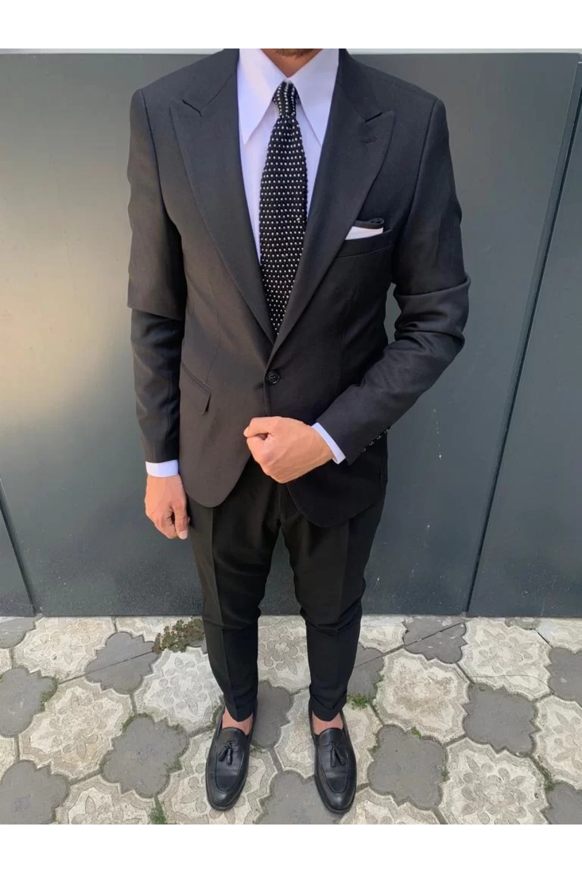 Erkek Dar Kesim Slimfit Tek Ceket - Siyah