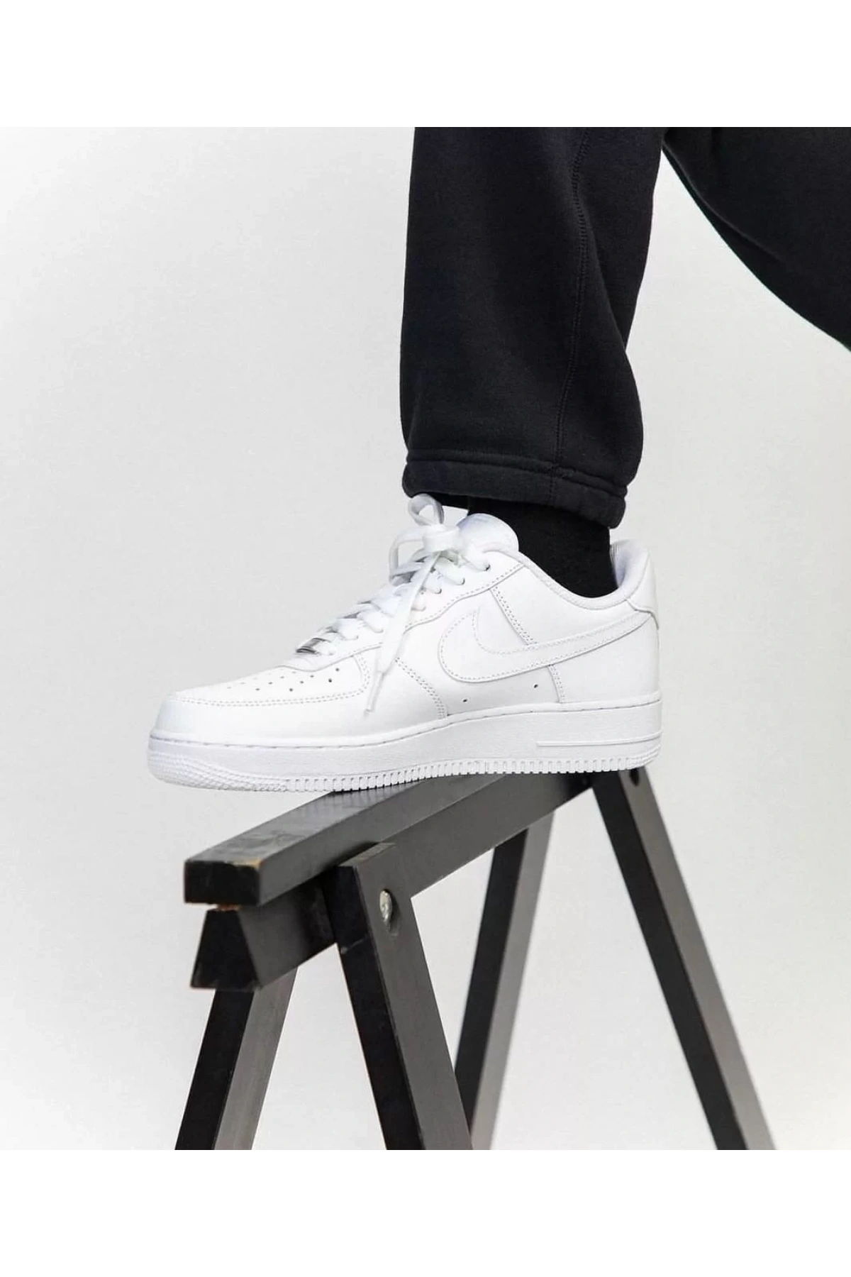 Unisex Deri Airforce Günlük Spor Ayakkabı-Beyaz-Beyaz