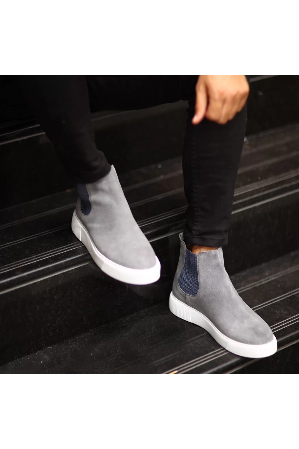 Yeni Sezon Erkek Eva Taban Deri Chelsea Bot - Gri