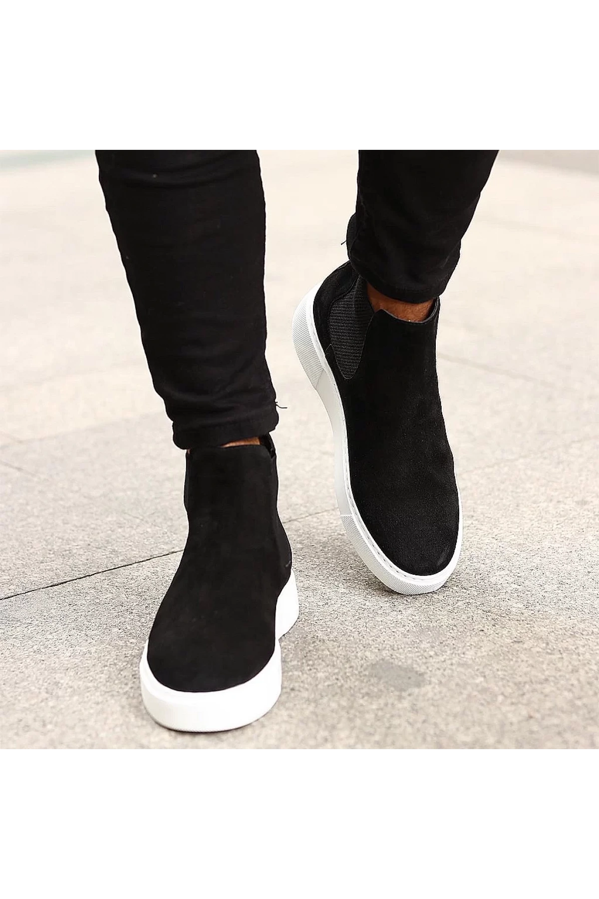 Yeni Sezon Erkek Eva Taban Deri Chelsea Bot - Siyah