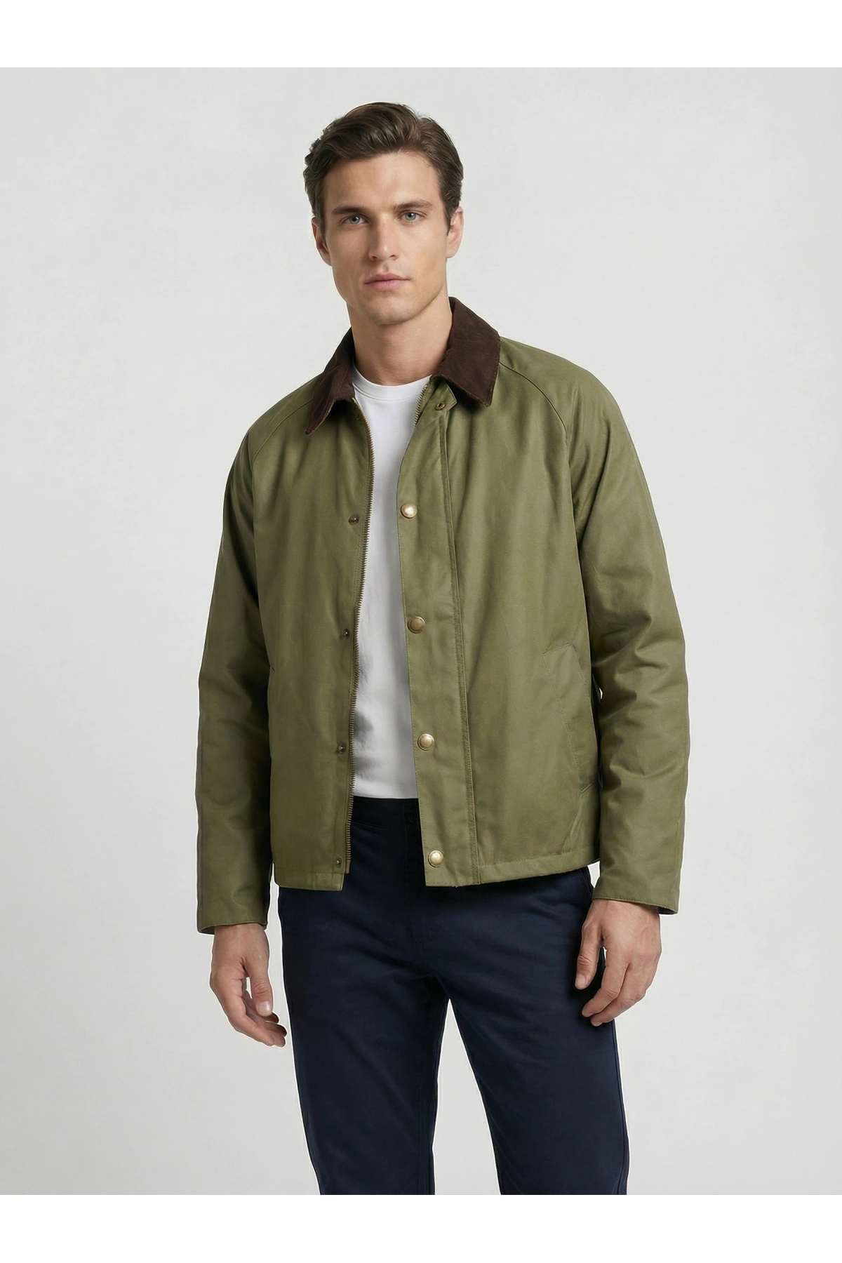 Erkek Polo Yaka İnce Baharlık Mont-Haki