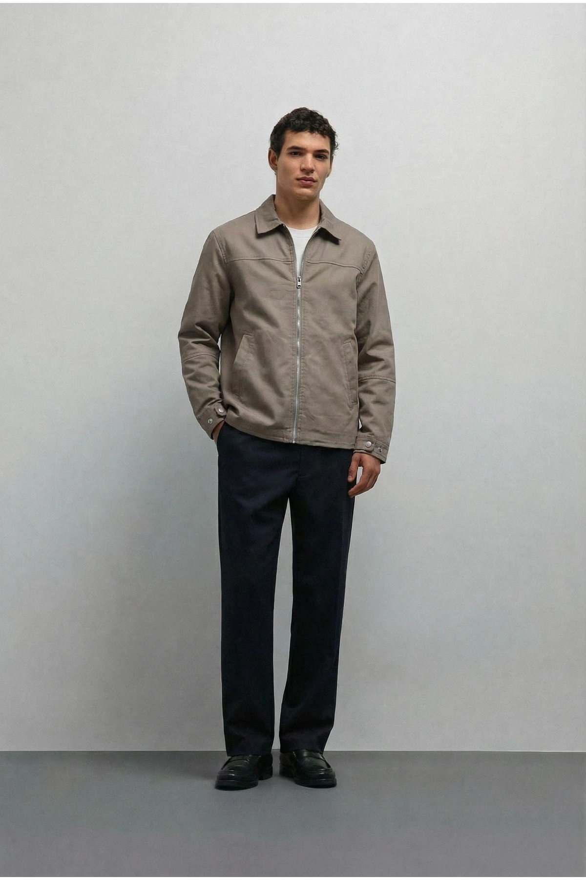 Erkek Normal Kalıp İnce Baharlık Mont-Haki