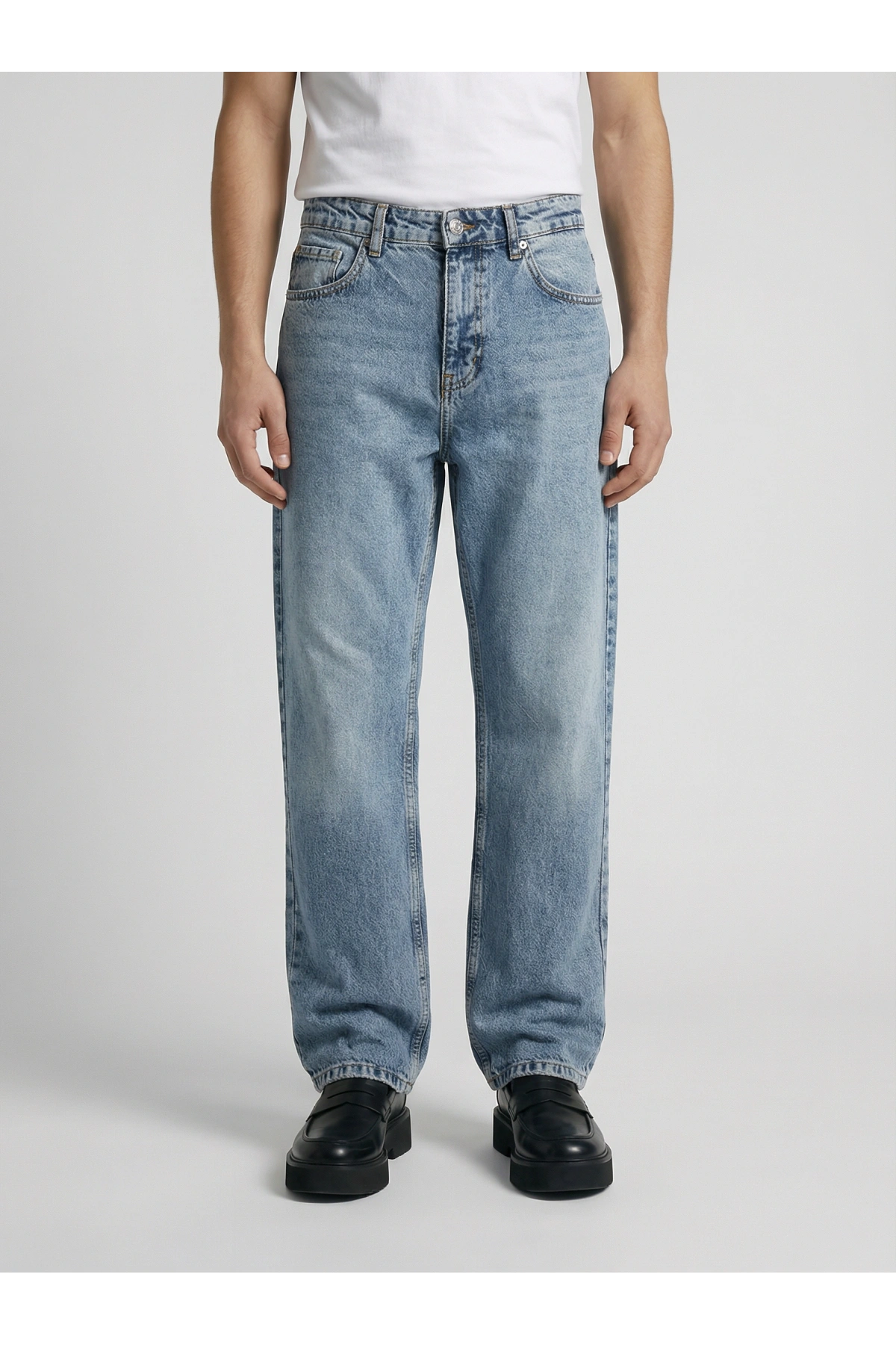 Erkek Rahat Kesim Bagy Kalıp Kot Pantolon- A Mavi