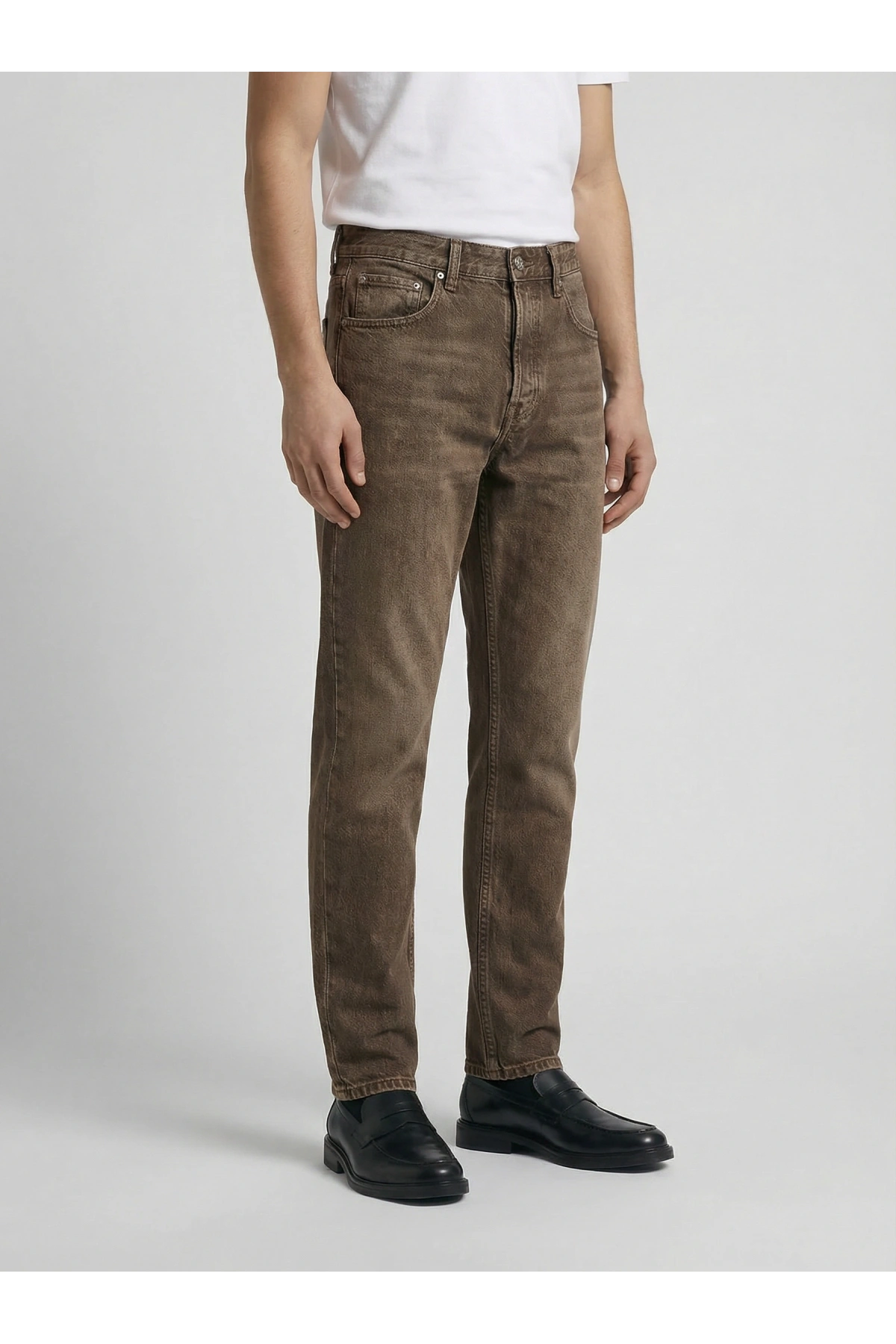 Erkek Boyfrend Likrasız Kot Pantolon- Kahverengi