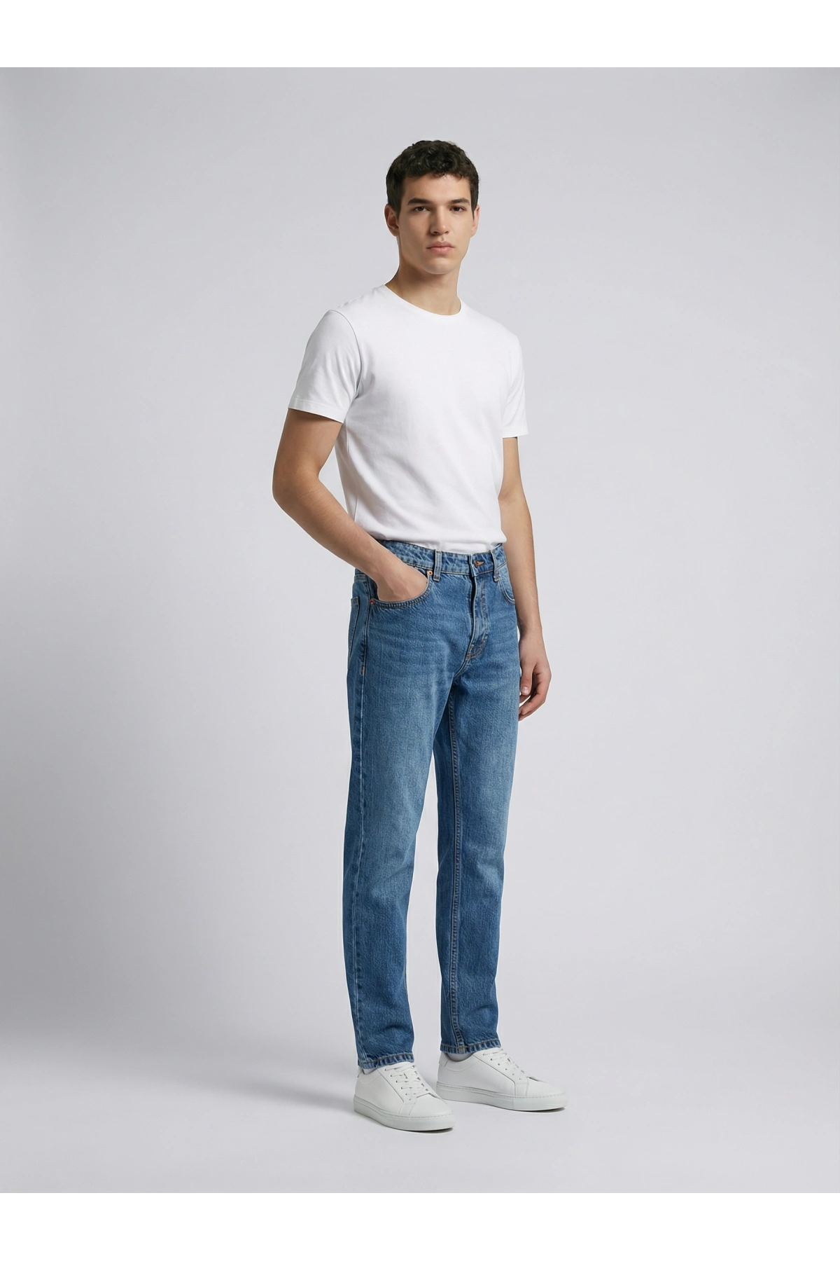 Erkek Boyfrend Likrasız Kot Pantolon- K Mavi