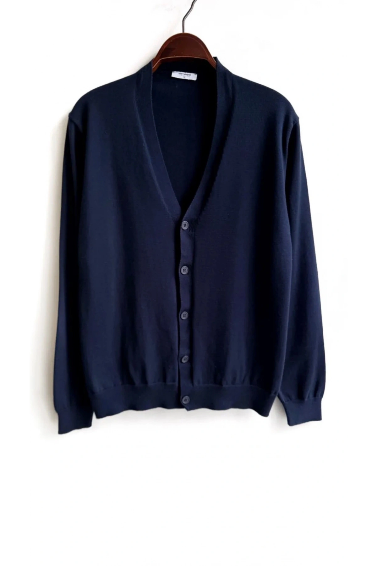 Erkek Normal Kesim Uzun Kollu Düğmeli Hırka Triko -Lacivert