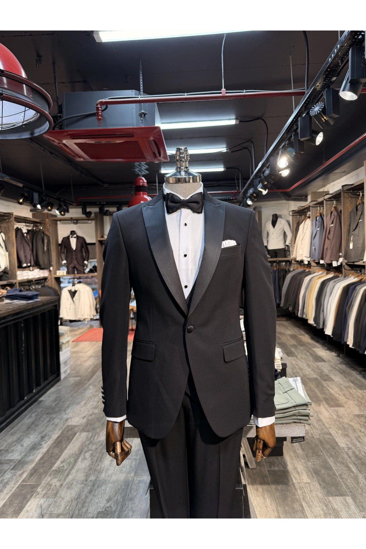 Erkek Dar Kesim Slimfit Şal Yaka Damatlık Takım Elbise-Siyah