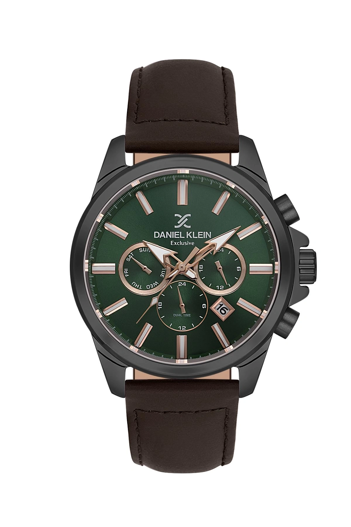 DKE 10669-4 Deri kordonlu Exclusive Erkek Kol Saati -Kahverengi