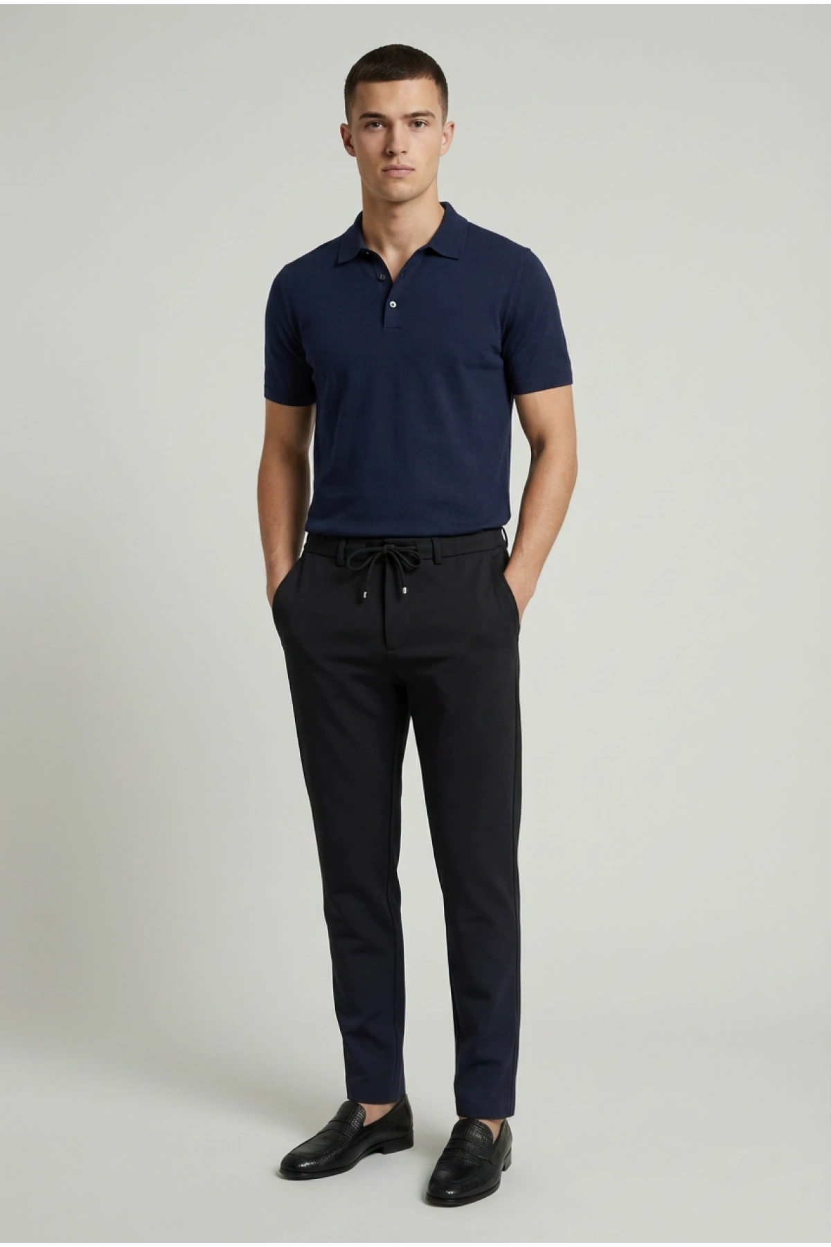 Erkek Beli Lastikli Joger Pantolon-Siyah