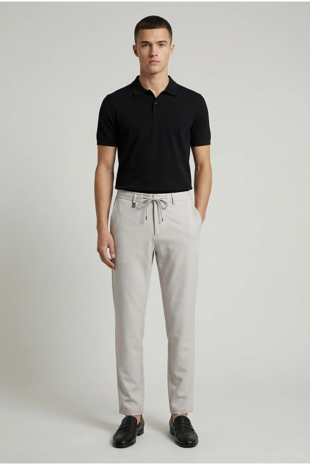 Erkek Beli Lastikli Joger Pantolon-Taş