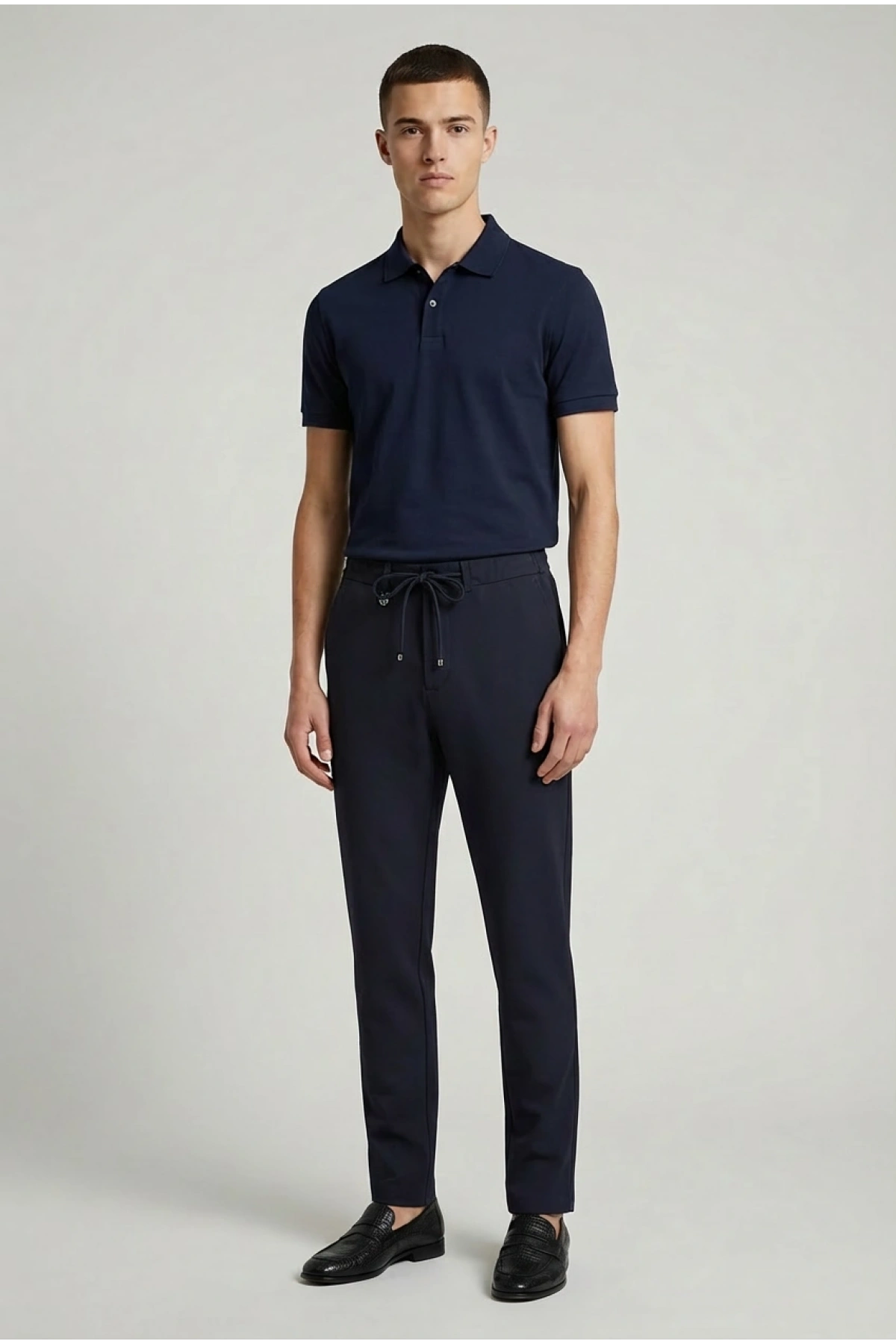 Erkek Beli Lastikli Likralı Joger Pantolon-LAcivert