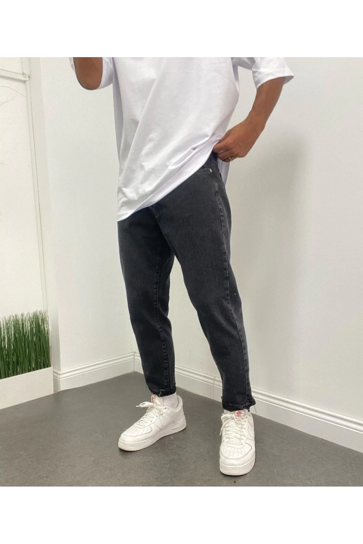 Erkek Boyfriend Likrasız Kot Pantolon- Füme