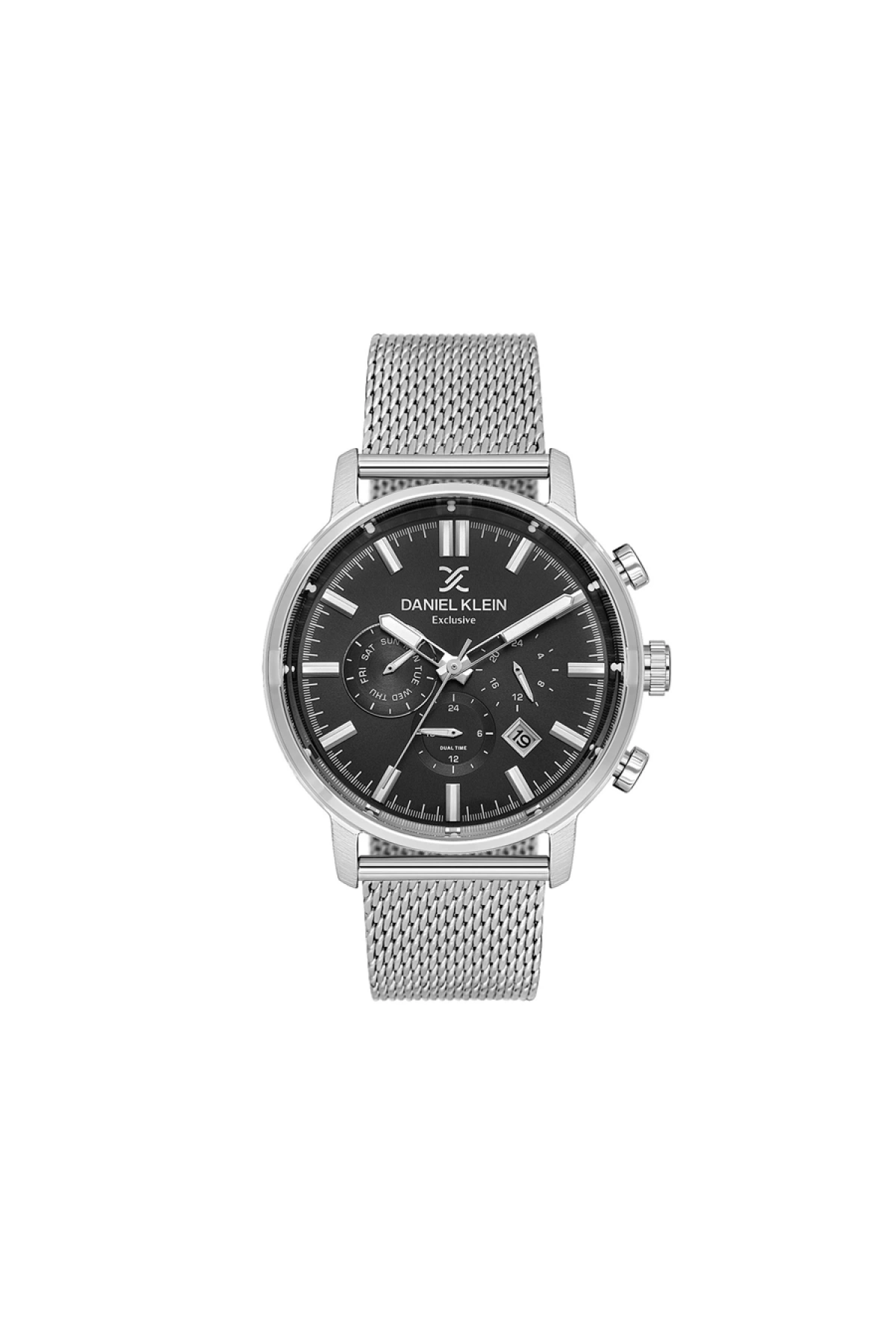 Erkek D.K 10884-4 Hasır Metal Kordonlu Exclusive Erkek Kol Saati -Gri Siyah