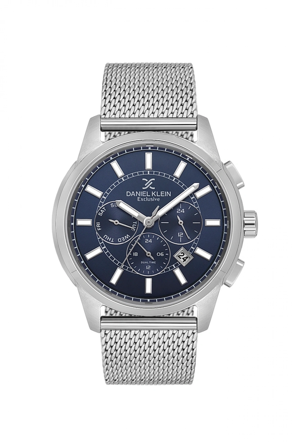 Erkek D.K 10884-4 Hasır Metal Kordonlu Exclusive Erkek Kol Saati -Gri Lacivert